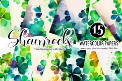 Colorful Watercolor Shamrocks Backgrounds, St Patrick&#039;s Day Product Image 1