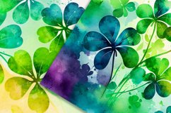 Colorful Watercolor Shamrocks Backgrounds, St Patrick&#039;s Day Product Image 4