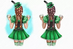 Girl in a green dress on Patrick's Day with a beer mug Product Image 2