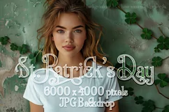 T-shirt Mockup, St Patrick's Day Mockup, Irish Female, b46 Product Image 1