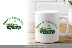Happy St. Patrick's Day Text with Green Truck and Clovers Product Image 1