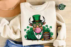 St. Patrick’s Day PNG, Cow Blowing Bubble Gum PNG Product Image 3