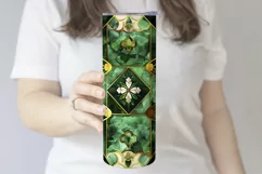 St Patricks Day Tumbler, Green Gold Geometric Tumbler, d1 Product Image 3