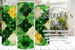 St Patricks Day Tumbler, Green Gold Geometric Tumbler, d10 Product Image 1
