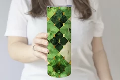 St Patricks Day Tumbler, Green Gold Geometric Tumbler, d10 Product Image 3