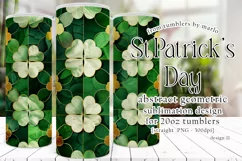 St Patricks Day Tumbler, Green Gold Geometric Tumbler, d11 Product Image 1