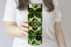 St Patricks Day Tumbler, Green Gold Geometric Tumbler, d12 Product Image 3