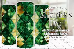 St Patricks Day Tumbler, Green Gold Geometric Tumbler, d13 Product Image 1