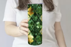 St Patricks Day Tumbler, Green Gold Geometric Tumbler, d13 Product Image 3