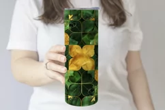 St Patricks Day Tumbler, Green Gold Geometric Tumbler, d14 Product Image 3