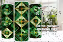 St Patricks Day Tumbler, Green Gold Geometric Tumbler, d15 Product Image 1
