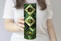 St Patricks Day Tumbler, Green Gold Geometric Tumbler, d15 Product Image 3