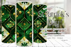 St Patricks Day Tumbler, Green Gold Geometric Tumbler, d16 Product Image 1