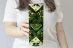 St Patricks Day Tumbler, Green Gold Geometric Tumbler, d16 Product Image 3