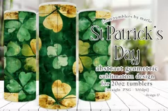 St Patricks Day Tumbler, Green Gold Geometric Tumbler, d17 Product Image 1