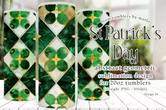 St Patricks Day Tumbler, Green Gold Geometric Tumbler, d18 Product Image 1