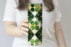 St Patricks Day Tumbler, Green Gold Geometric Tumbler, d18 Product Image 3