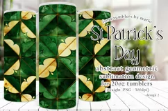 St Patricks Day Tumbler, Green Gold Geometric Tumbler, d2 Product Image 1