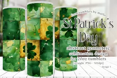 St Patricks Day Tumbler, Green Gold Geometric Tumbler, d3 Product Image 1