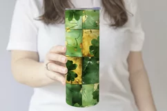 St Patricks Day Tumbler, Green Gold Geometric Tumbler, d3 Product Image 3