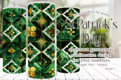 St Patricks Day Tumbler, Green Gold Geometric Tumbler, d4 Product Image 1