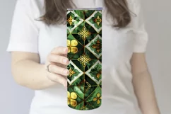 St Patricks Day Tumbler, Green Gold Geometric Tumbler, d4 Product Image 3
