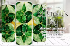 St Patricks Day Tumbler, Green Gold Geometric Tumbler, d5 Product Image 1