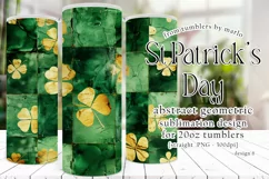 St Patricks Day Tumbler, Green Gold Geometric Tumbler, d6 Product Image 1