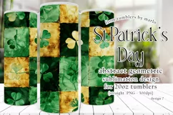 St Patricks Day Tumbler, Green Gold Geometric Tumbler, d7 Product Image 1