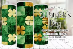 St Patricks Day Tumbler, Green Gold Geometric Tumbler, d8 Product Image 1