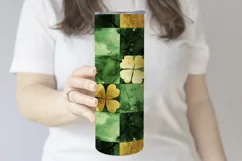 St Patricks Day Tumbler, Green Gold Geometric Tumbler, d8 Product Image 3