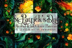 Alcohol Ink Clover Patterns, St Patricks Day Patterns, s17 Product Image 1