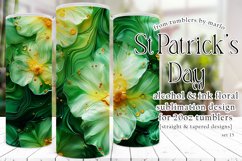 Alcohol Ink Tumbler, St Patrick&#039;s Day Floral Tumbler, d15 Product Image 1