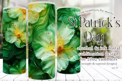 Alcohol Ink Tumbler, St Patrick's Day Floral Tumbler, d15 Product Image 1