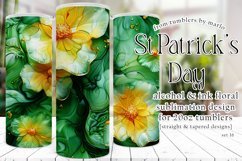Alcohol Ink Tumbler, St Patrick&#039;s Day Floral Tumbler, d16 Product Image 1