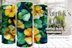 Alcohol Ink Tumbler, St Patrick&#039;s Day Floral Tumbler, d6 Product Image 1