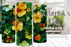Alcohol Ink Tumbler, St Patrick&#039;s Day Floral Tumbler, d8 Product Image 1