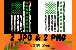 St Patricks Day American Flag PNG, Distressed Shamrock USA Product Image 1