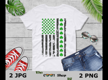 St Patricks Day American Flag PNG, Distressed Shamrock USA Product Image 3