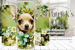 Dog Tumbler, St Patricks Day Tumbler, Boho Chihuahua Puppy 1 Product Image 1