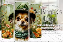 Dog Tumbler, St Patricks Day Tumbler, Boho Chihuahua Puppy 2 Product Image 1