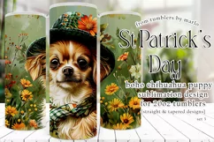 Dog Tumbler, St Patricks Day Tumbler, Boho Chihuahua Puppy 3 Product Image 1