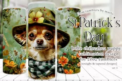 Dog Tumbler, St Patricks Day Tumbler, Boho Chihuahua Puppy 4 Product Image 1