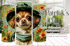 Dog Tumbler, St Patricks Day Tumbler, Boho Chihuahua Puppy 5 Product Image 1