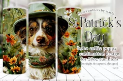 Dog Tumbler, St Patricks Day Tumbler, Boho Collie Puppy 1 Product Image 1