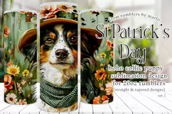 Dog Tumbler, St Patricks Day Tumbler, Boho Collie Puppy 2 Product Image 1