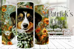 Dog Tumbler, St Patricks Day Tumbler, Boho Collie Puppy 3 Product Image 1