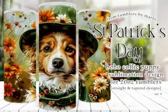 Dog Tumbler, St Patricks Day Tumbler, Boho Collie Puppy 4 Product Image 1