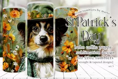 Dog Tumbler, St Patricks Day Tumbler, Boho Collie Puppy 5 Product Image 1