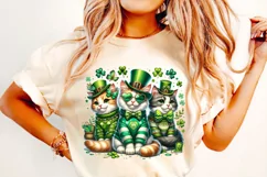 St Patrick's Day Cat PNG, Cat Lover PNG, Shamrock PNG Product Image 1